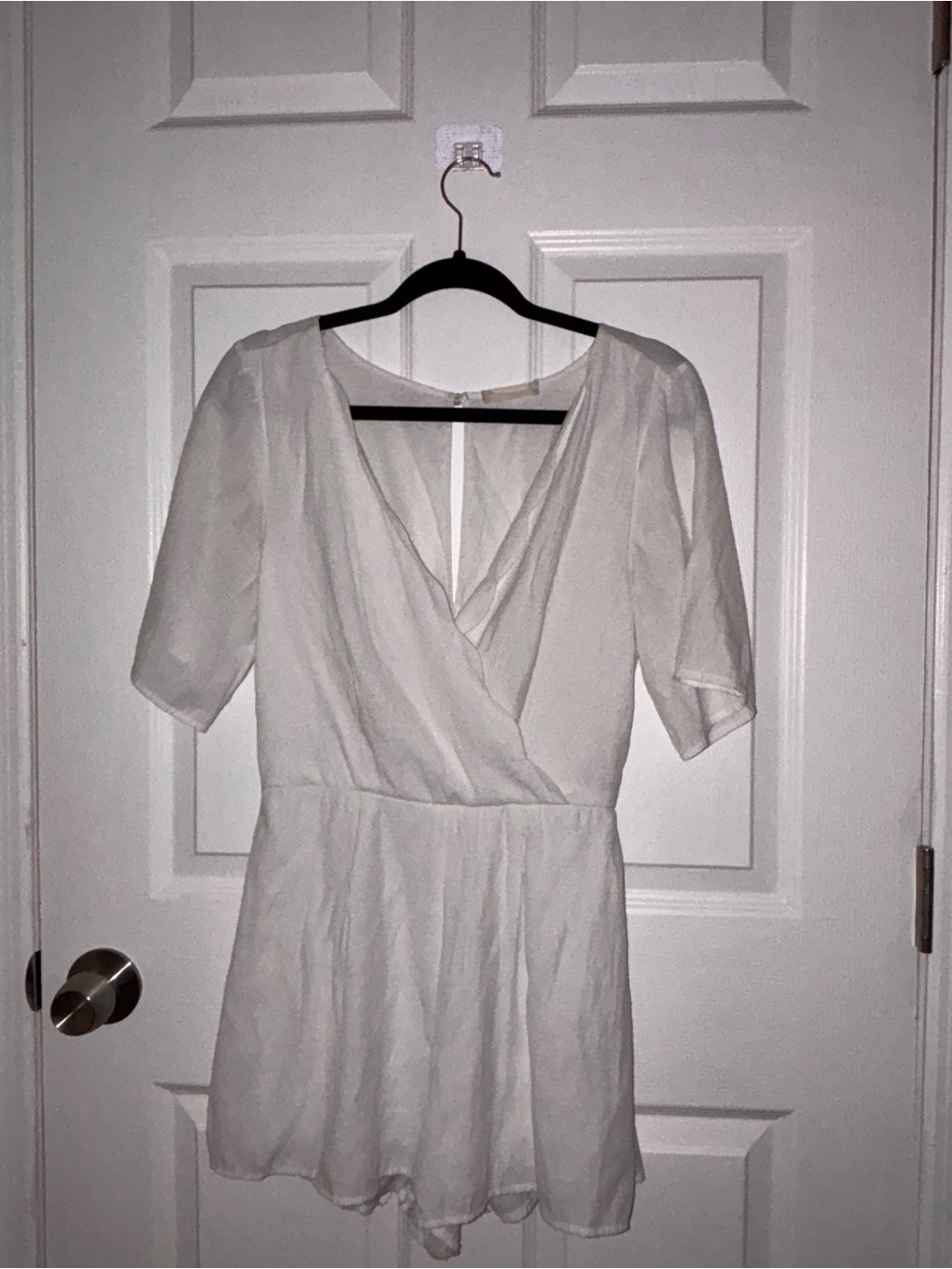 Women's White Wrap-Style Short Romper